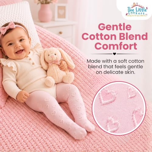Image of THE LITTLE LOOKERS Baby Tights Thick Toddler Baby Girl Seamless Knit Leggings Thick Solid Cotton Stockings Footed Pants Pantyhose for Years Baby