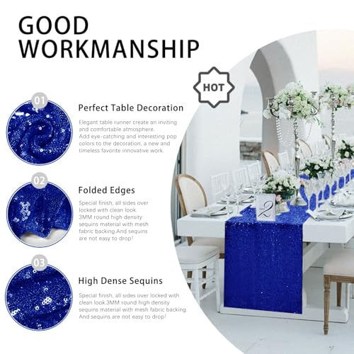 10 Packs 12 x 72 inches Royal Blue Sequin Table Runner by VHH - Used condition - Image 3