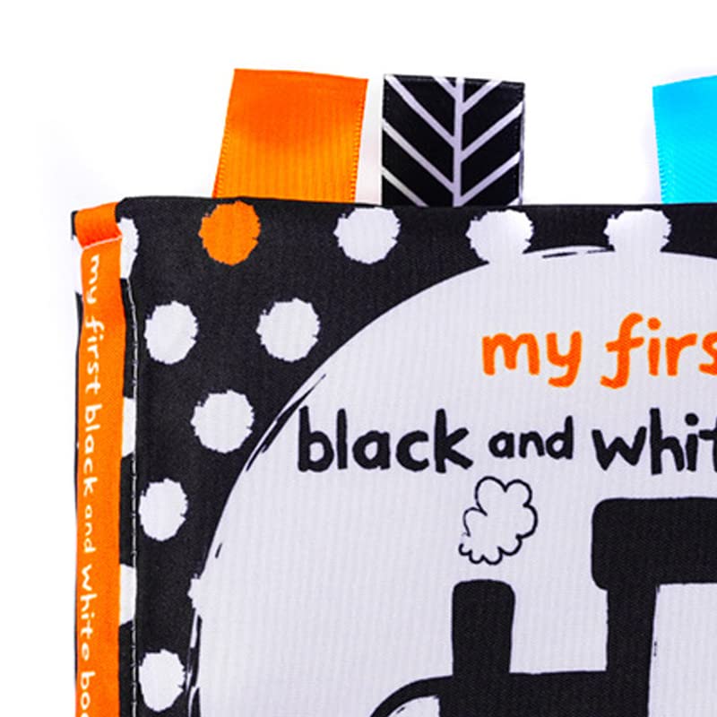 Naroote Schwarz-weißes, Kontrastreiches Sensorisches Babyspielzeug-Softbuch Zur Früherziehung und Aufmerksamkeitsschulung, für Kleinkinder, Reißfestes Stoffmaterial (Verkehr)