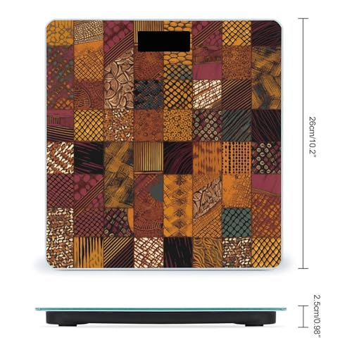 Balanza digital de baño estilo patchwork africano vidrio templado miniatura 2