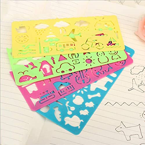 4 peças/conjunto de réguas de pintura DIY desenho de desenho infantil modelo de plástico reutilizáve