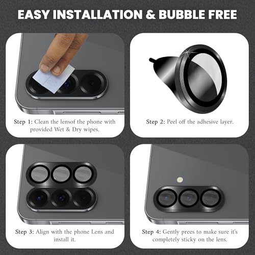 Image of FIRST MART Black Camera Ring Guard Protector for Samsung Galaxy A56 and Samsung A36 | Tempered Glass with Metal Alloy Rings, HD Clear, Scratch Resistant, Case-Friendly | Pack of 1
