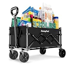 SunnyFeel Collapsible Wagon, Ultra-Compact & Lightweight Foldable Utility Cart with 360° Rotating Wheels, 110L Volume, 160k…