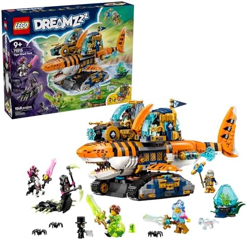 LEGO DREAMZzz Tiger Shark Tank Building Toy for Boys & Girls - Ages 9+ - Pretend Play Set for Kids, Ages 9+, W/2 Build Options - Includes 5 Minifigures - Gift Idea for Birthdays - 71515