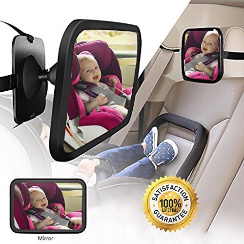 Baby Car Mirror for Back Seat - GOSE Baby Mirror for Rear Facing Car Seats, Safety Certified & Crash Tested, Shatterproof, 360 Adjustable & Double Straps, Essential Accessory for Travel