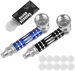 2PCS Mini Metal Pipes Holder - sookin Pocket Metal Thumb Pipes with 10PCS Stainless Steel Screen Filters for Husband, Health Personal Care