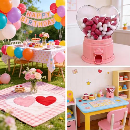 Distributeur de bonbons pour la Saint-Valentin et mini machine à gommes rose