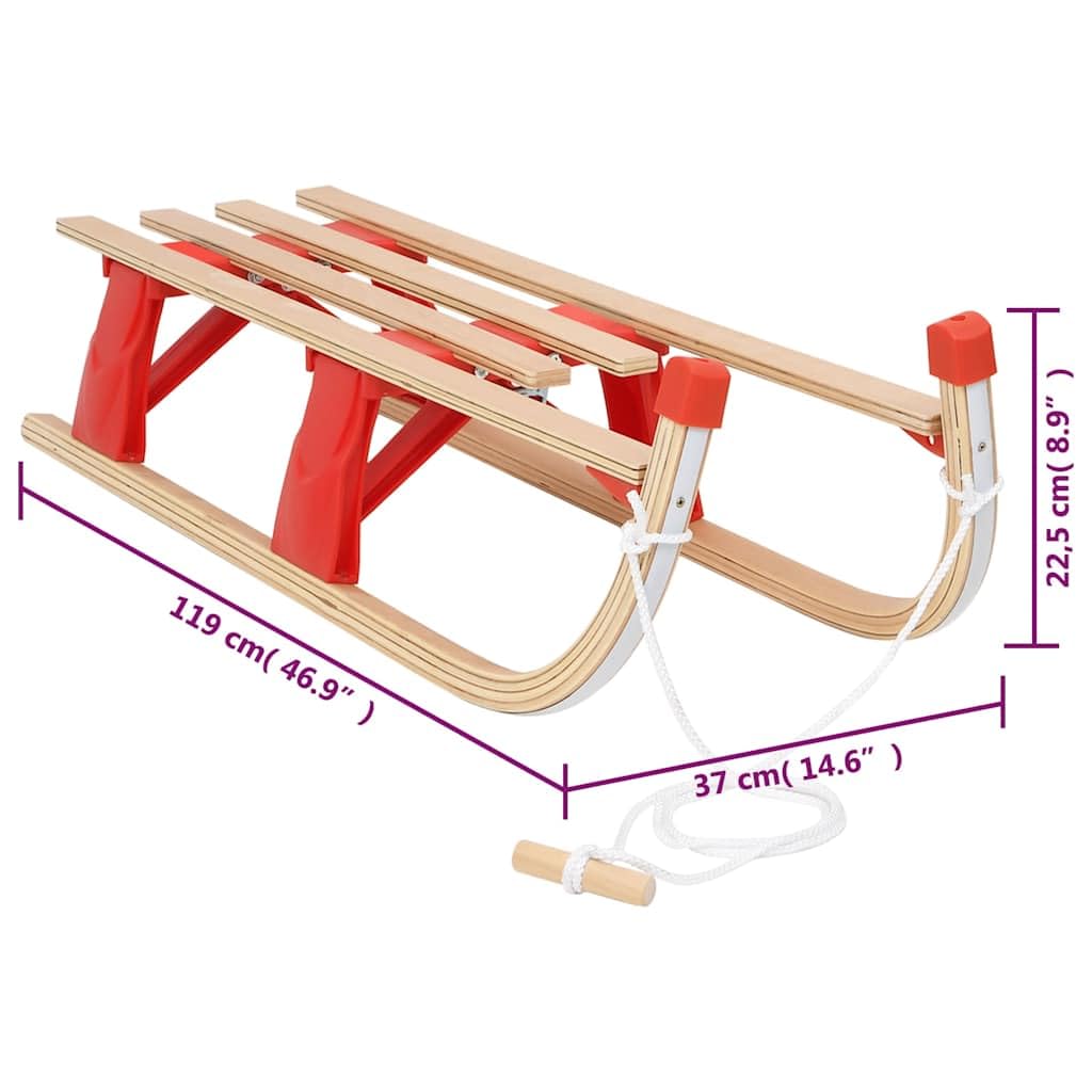 vidaXL Traîneau Pliable Luge d'Extérieur Ensemble de Jouet de Plein Air Equipement de Sports de Ski Corde de Traction Sports d'hiver Bois 110 cm