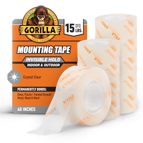 Gorilla Tough & Clear, Double Sided Mounting Tape, Weatherproof, 1" x 60", Clear, (Pack of 12) - image 1
