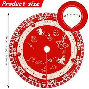 36" Tree Skirt Red Double-Sided Print Mat with Snowflake Reindeer Love Heart Pattern for Holiday Party Decoration 36 Tree Skirt Red Double Sided Print Mat with Snowflake Reindeer Love Heart Pattern for Holiday Party Decoration