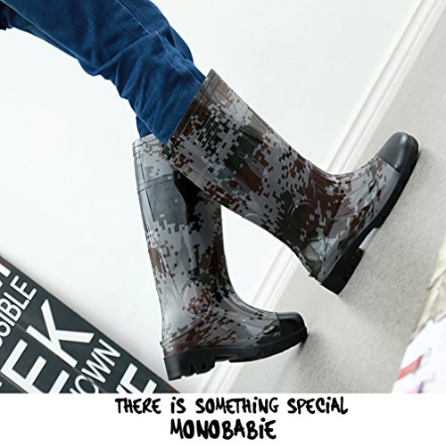 Image of Man Knee High Rubber Rainboots Camo Waterproof Rubber Boots for Garden Man Rain Footwear Size