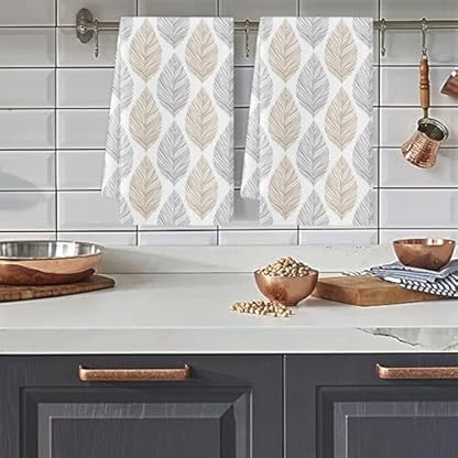 Geschirrtücher Elegant Gelb Grau Handtücher Küchentücher Saugfähige Küchenhandtücher Waschbar Trockentücher Küche Wiederverwendbar Kitchen Towels Geschirrhandtücher 4 Stück (40x60 cm)