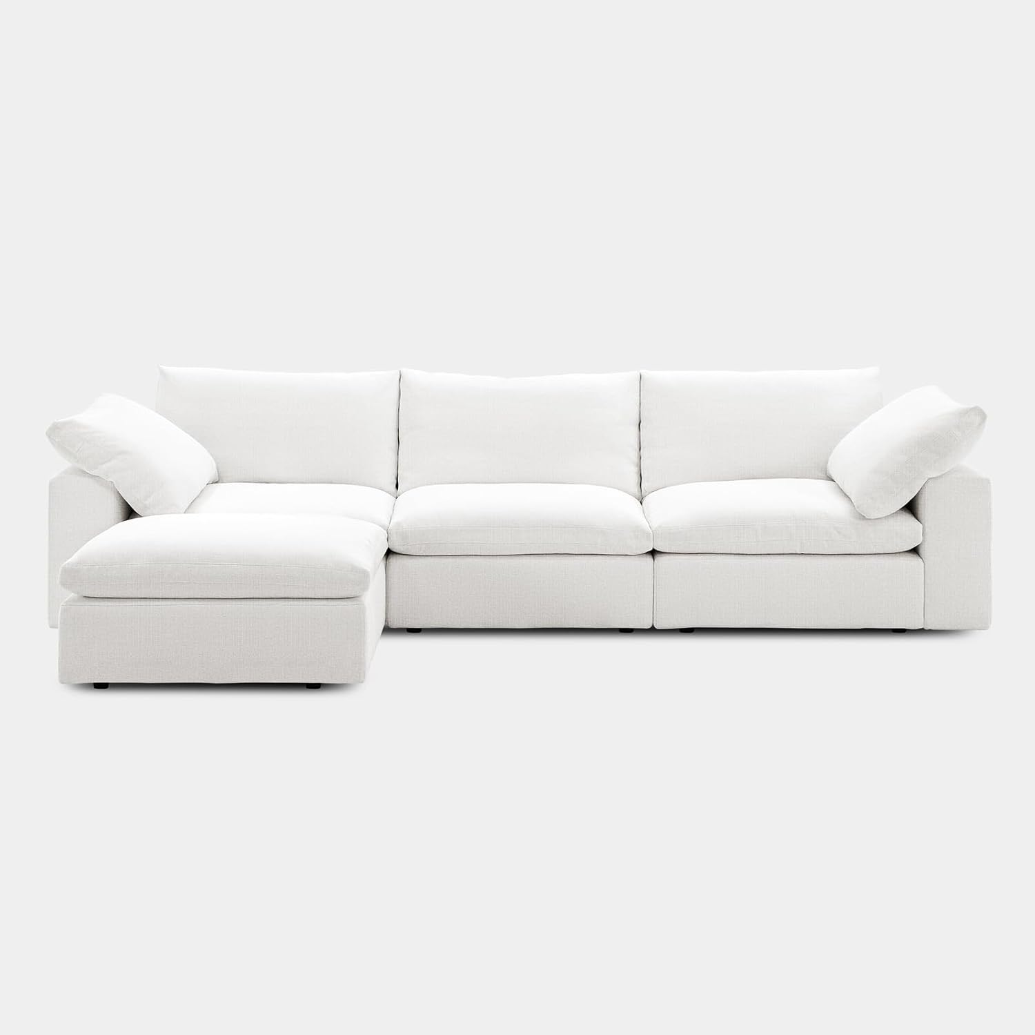 Cloud Couch Sectional 110.2'' Oversized Modular Deep Seat Sofa L Shaped Comfy White Cloud Couch with Washable Cover for Living Room 3 Seater with 1 Ottoman 3 Seater with Ottoman