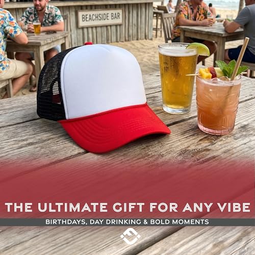 Image of Funky Junque Foam Trucker Hat, Trucker Hats for Women & Men - Blank Adjustable Snapback Mesh Back Baseball Cap