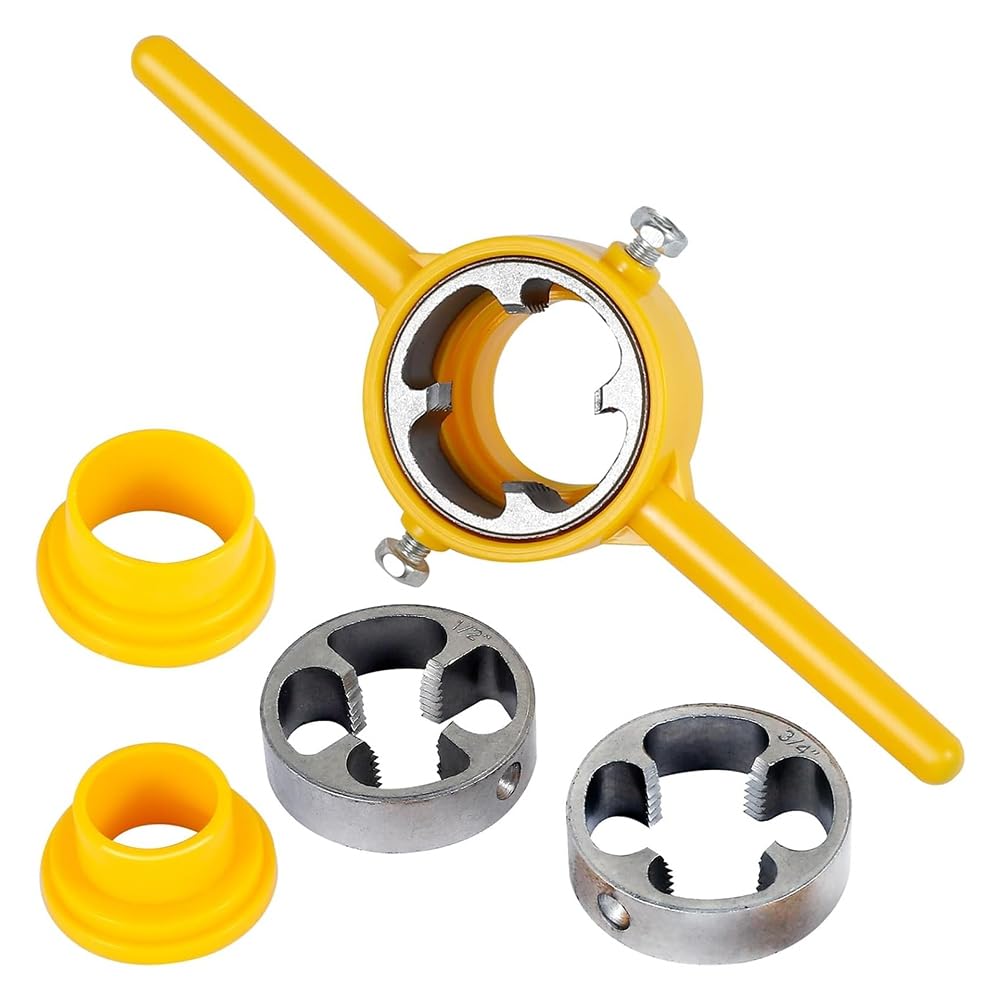 Vjsujehgy 6Pcs PVC Thread Maker Tool, Pipe Threader Plumbing Tool Kit, Reusable Round PVC Pipe Threader Set with 1/2inch Dies