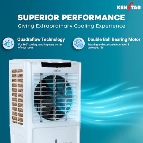 Image of Kenstar TallDe HC 27 L Room /Personal Air Cooler For Home| Honeycomb Pad |High Speed Fan |35 Ft Powerful Air Throw|Inverter compatible |Portable Cooler-Room|1-Yr Product Warranty|White & Black