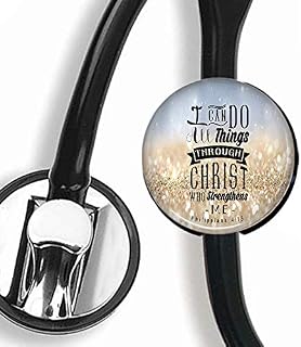 OKEPS Hxeredue YuanKanJu Stethoscope Tag - Philippians 4:13 - Stethoscope Accessory - Steth ID Tag/Nurse Badge/RN/LPN/RT