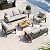 Aluminum Outdoor Patio Furniture Set, 7 Seats Outdoor Sectional with Coffee Table, Patio Conversation Sets with Upgraded Armrests and Cushions for Backyard, Garden and Poolside