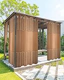 Outdoor Curtains for Patio Waterproof, Brown Abstract Windproof Pravicy Outside Porch Blackout Curtain, Modern Minimalist Geometric Sun Blocking Grommets Curtains for Cabana Gazebo 54'x108'