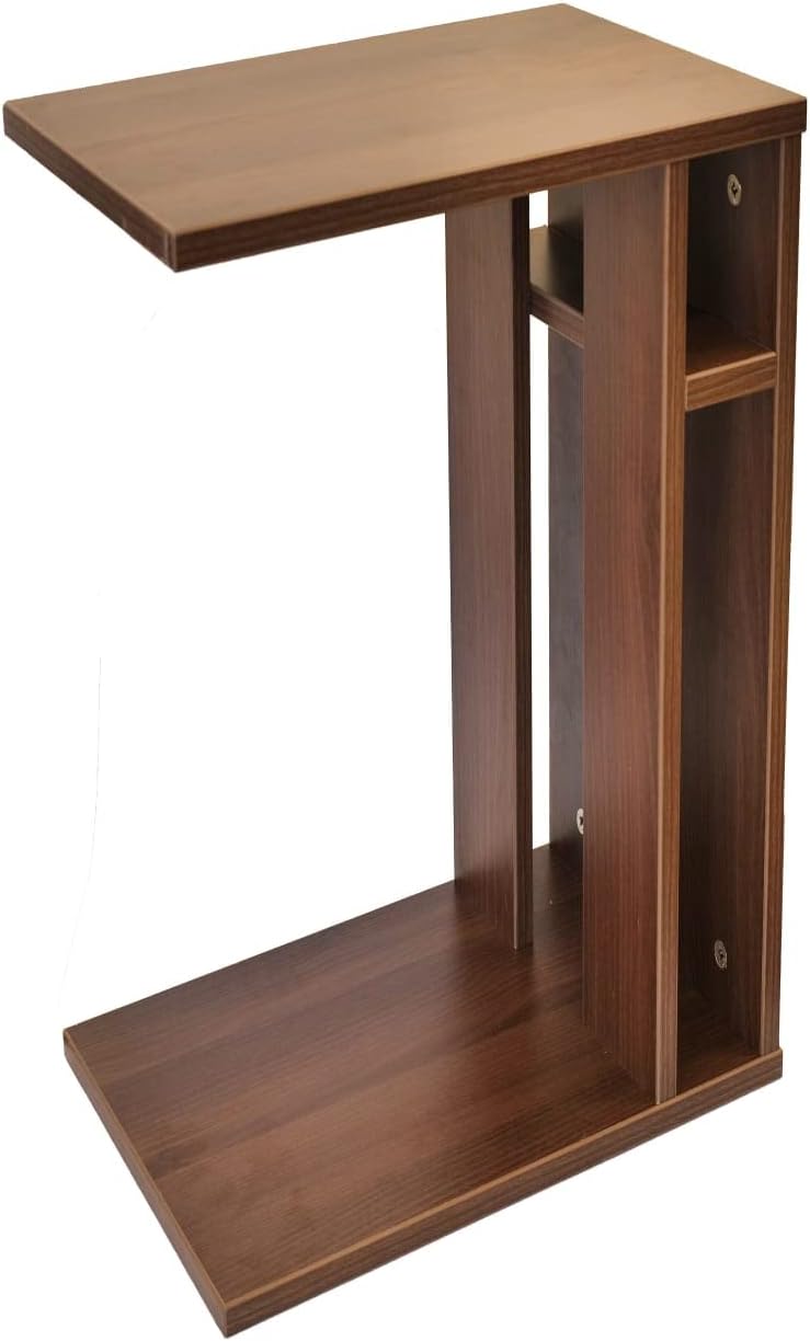 Grandwill ENG Wood End Table (Lego) for Living Room | Sofa Side End Peg Table with Open Shelf Storage for Home & Office | Wooden Bedside Table with Magazine Holder | Natural Finish