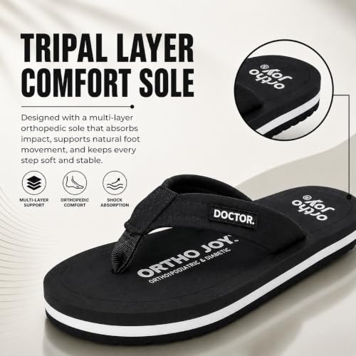 Image of ORTHO JOY EXTRA SOFT Ultra Cushion Slippers for Men's| Doctor | Lightweight & Comfortable| Orthopedic & Diabetic| Casual & Stylish| Non-Slip Durable Mcr Dr Chappals & House Flip flops For Gent's & Boy's