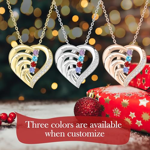 925 Sterling Silver Custom Birthstone Necklace for Women Personalized Mother Necklace with Customized Name Jewelry Gift for Mother’s Day Christmas3