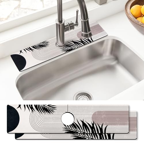 Sink Faucet Absorbing Mat, 2 Pack Drying Mat Around Faucet Sink Splash Guard Behind Faucet Sinkmat For Kitchen Bathroom Island Rv 24 * 5.5 Inch (60 * 14 cm)