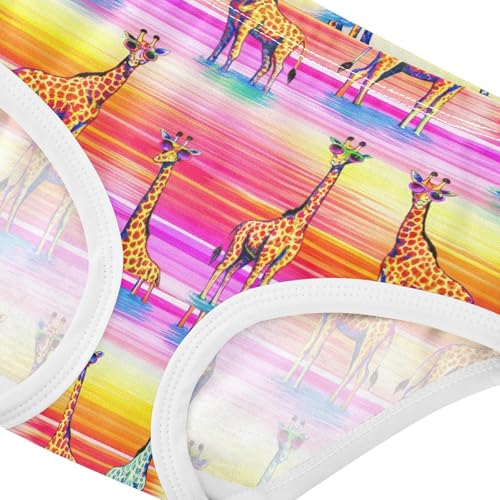 Joisal Toddler Underwear Floral 2t Cotton Girl Panties Cute Fun Print Briefs Undies Kids Colorful Giraffes Stripe4