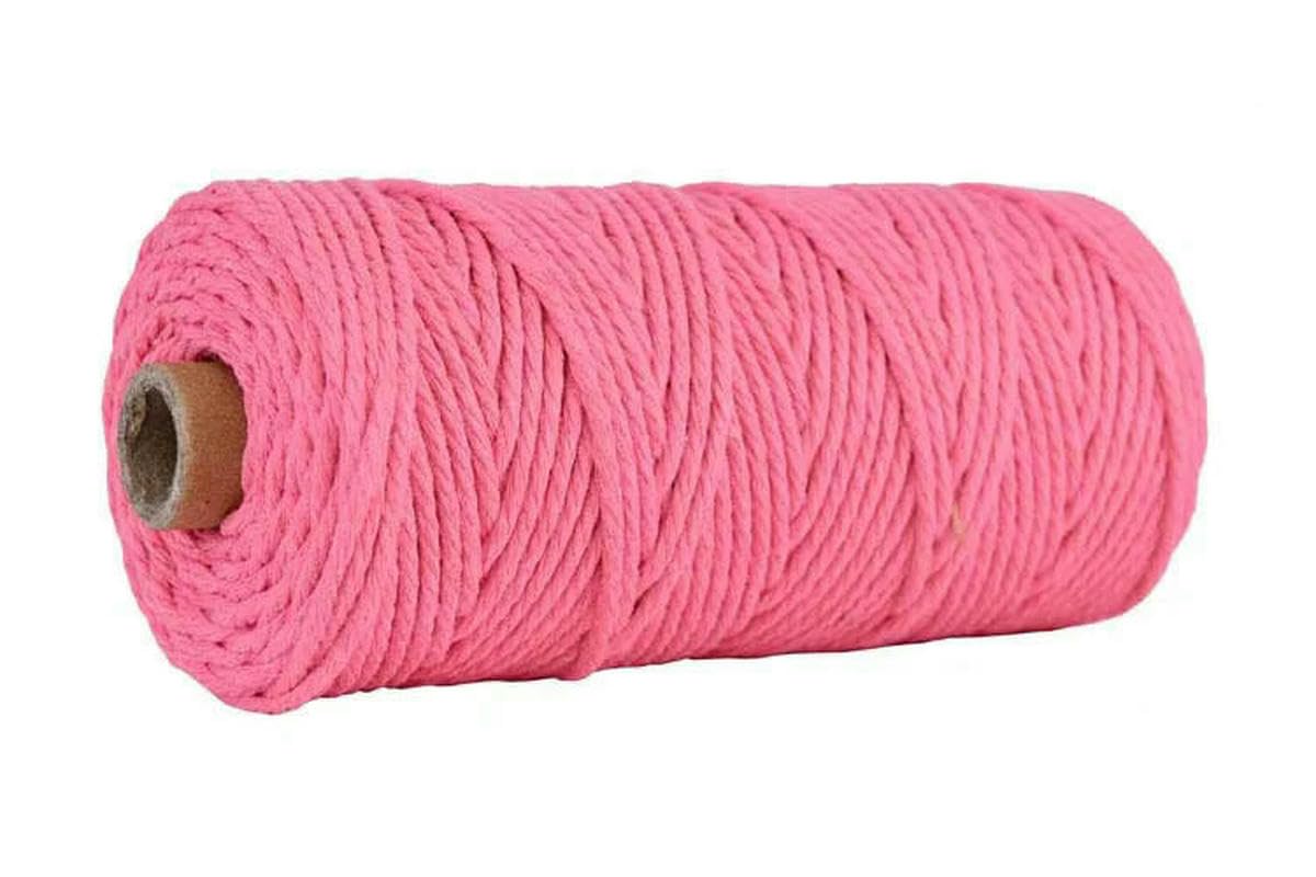 Makramee-Schnur, gedrehte Schnur, gedrehte Baumwoll-Makramee-Schnur, 3,0 mm, 110 Yards, mehrfarbig, for Heimwerker, Heim- und Hochzeitsdekoration(Deep Pink)