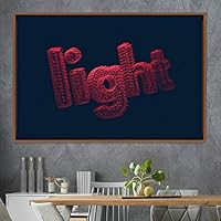 Framed Canvas Wall Art Word Panels 3D Fun Industrial Inspirational Metallic Multicolor Pop Art Typography - 16x24 inches