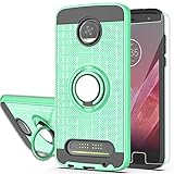 Moto Z2 Play Phone Case with HD Screen Protector,Ymhxcy 360 Degree Rotating Ring & Bracket Dual Layer Resistant Back Cover for Motorola Moto Z Play (2nd Gen.)-ZH Mint