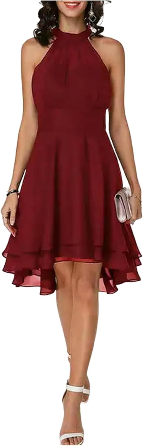 Robe de bal rouge XL : robe d'été élégante et sans manches pour vos soirées formelles