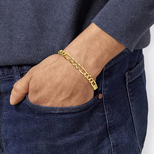 Canaria Men's 10Kt Yellow Gold Figaro-Link Bracelet. 8.5 Inches #TOP1