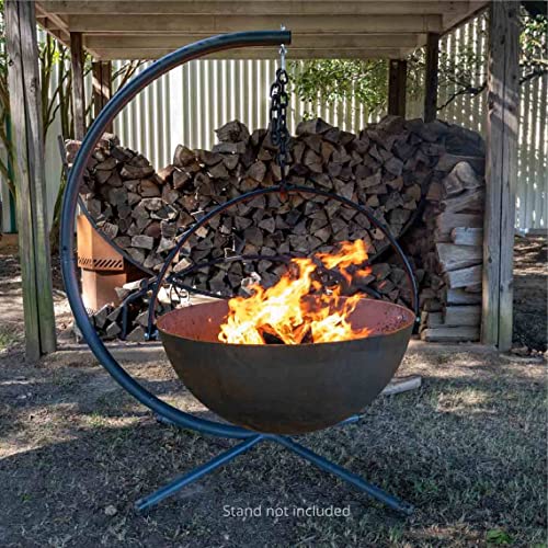 Titan Great Outdoors 42" Cast Iron Cauldron Fire Pit Bowl With Grate And Chain #TOP2