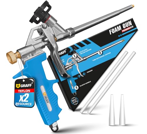 Pistola pulverizadora de espuma expandible de grado profesional con 4 boquillas de extensión, pistola dispensadora de espuma recubierta de níquel con mango ergonómico ligero para calafateo, sellado y