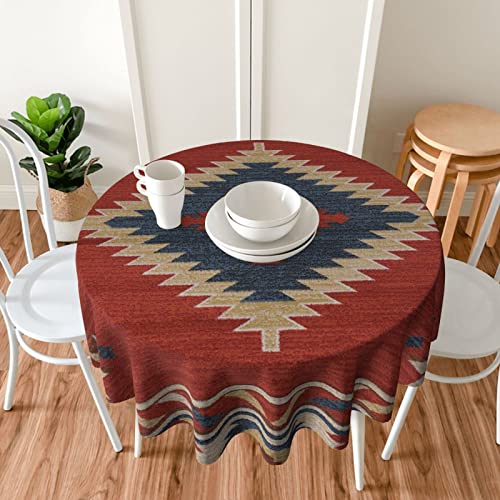 Ivsycof Vintage Southwest Native American Round Tablecloth 60 Inch Reusable Wipeable Waterproof Circular Table Cloth With Wrinkle Resistant For Party Kitchen Dining Tables Indoor Outdoor Decor #TOP6