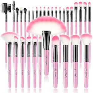 Makeup Brushes, VANDER 32pcs Makeup Brush Set Professional Soft Synthetic Foundation powder concealer blending Make up Brushes, eye shadow blush face brush set, Pink（Cosmetic bag not included）