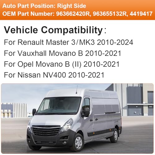 SENZEAL Wing Mirror Upper Glass Heated Driver Side for Renault Master MK3 2010-2024 Vauxhall Movano B Nissan NV400 2010-2021 963655132R (Right) - Image 2