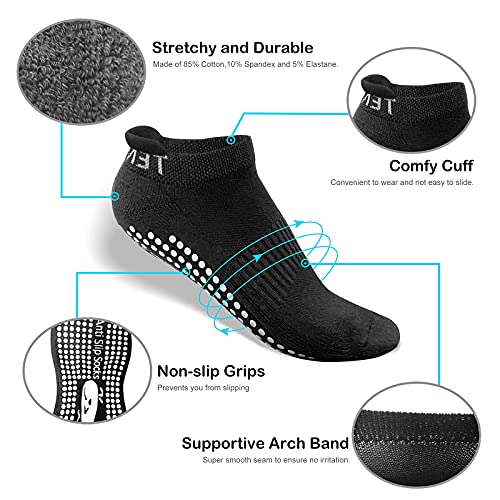 Image of 3 Pairs Non-Slip Yoga /Pilates Socks with Cushioned Sole & Anti-Skid Grip for Women Men, Home /Hospital /Workout /Sports