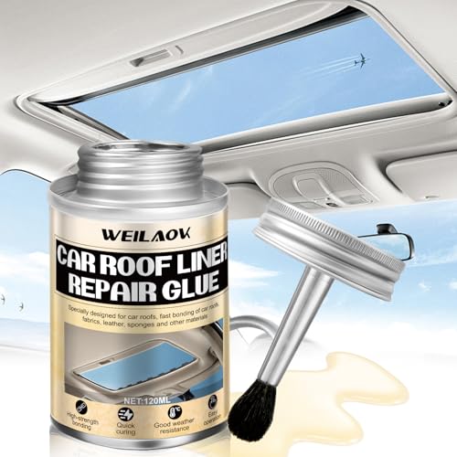 WEILAOK Pegamento para Techo de Coche, Tapicería, Interiores y Asientos de Automóviles, 120ML, Apto para Alta Temperatura, Curado Rápido, Fuerte Adhesión, Resistente a la Intemperie, Color A