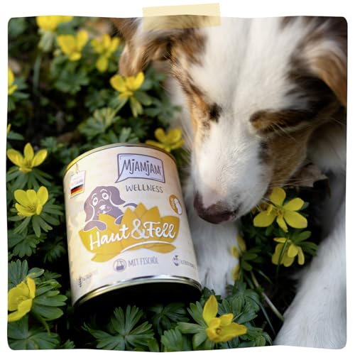 MjAMjAM - Premium Nassfutter für Hunde - Wellness - Haut & Fell - Huhn, 6er Pack (6x200g), getreidefrei