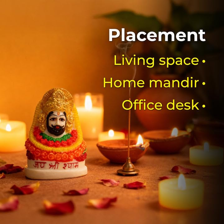Image of VAMA Siddh Khatu Shyam Murti for Home Siddh at Khatu Shyam Temple, Ujjain | Khatu Shyam Car Dashboard | Perfect for Daily Pooja, Gifting, Home Mandir, Office Desk, Car