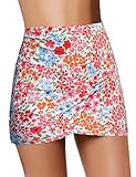 Picture of GRAPENT Women's High Waist Tulip Hem Shirring Swim Skirt Swimsuit Bottom Bikini Bottom Skirted Tankini Bottom Blossom Size Small US Size 4 to 6