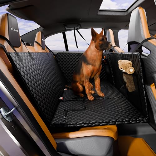 KRAXEN XL Dog Car Seat Cover for Back Seat, Back Seat Extender for Dogs with Hard Bottom Holds 450 lbs Dog Hammock for Car Pet Backseat Protector 100% Waterproof for Car, SUV, Truck