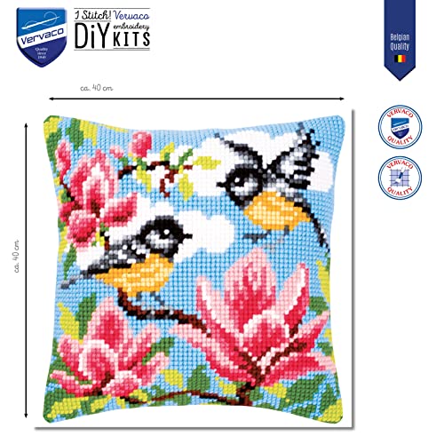 Kit Point de Croix Coussin Mésanges & Magnolia Vervaco 40x40 cm - 2