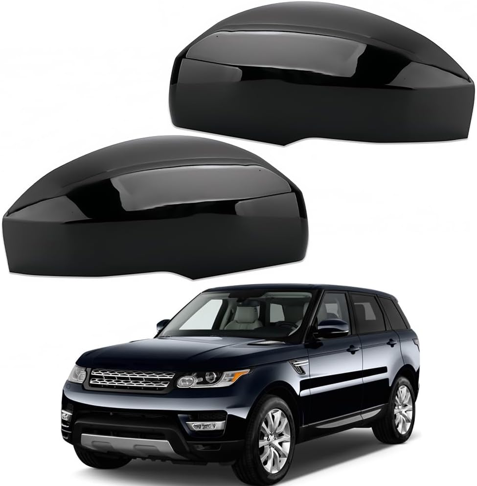 – Pair Gloss Black Front Door Wing Mirror Cover Cap Casing Fits For Range Rover Sport L494 Vogue L405 Discovery 2012-2021 UK Driver & Passenger Side