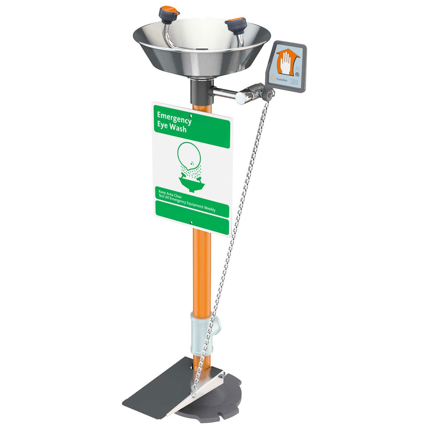 Guardian Equipment Pedestal Eye Wash by Guardian Fall Protection – Stainless Steel, Multicoloured, Model G1825HFC
