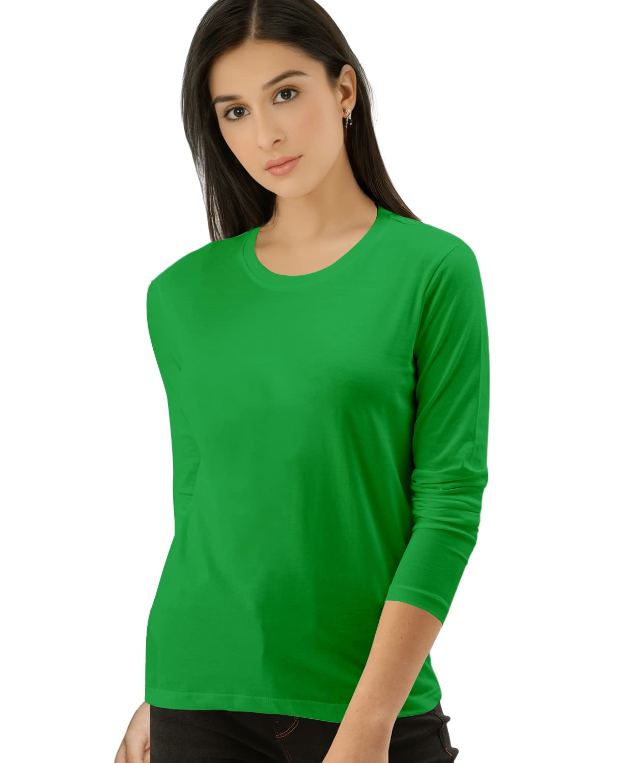 Premium Plain Women Round Neck Full Sleeves Cotton Tshirt. Festive,Offer,Discount,Sale,Limited Edition, Trending Tees and Tshirts.-picture-49
