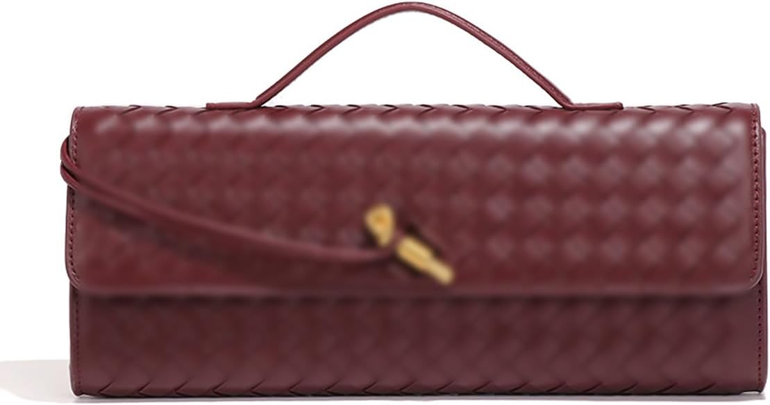 JYG Woven Handbag for Women Fashion Evening Shoulder Bag PU Leather Handmade Clutch Purse Casual Crossbody Bags 2024