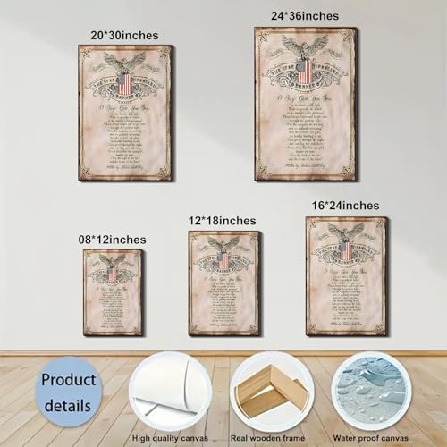 Image of Framed We The People Patriotic Wall Art, USA Flag Canvas Art Pictures, American Wall Decor, Made in USA Ready to Hang for Office Living Room Entryway